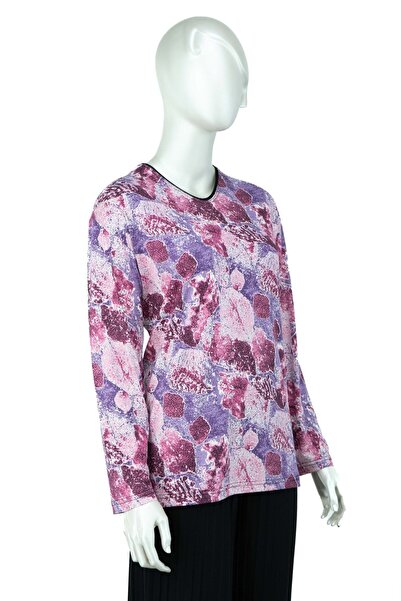 Oppland Жіноча блуза з малюнком, легка, з V-подібним вирізом, довгими рукавам...