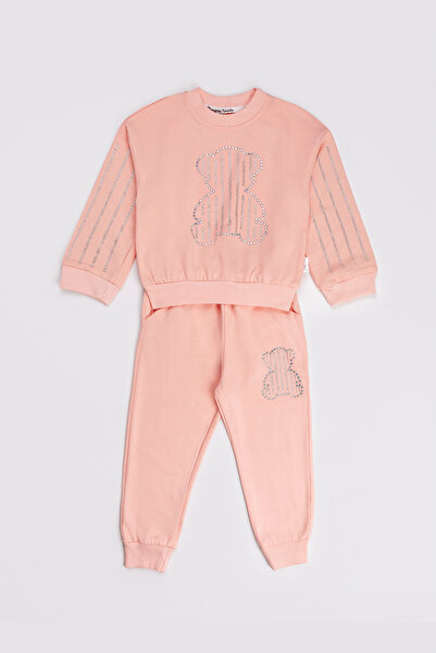 ZİMBOO Girl's Bear Stone Printed 2-Piece Girl's Set