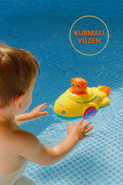 TOYFEST Kurmalı Kendiliğinden Banyo Küvet Havuz Deniz de Yüzen Ayıcık Submarine Denizaltı Oyuncak - Model 1