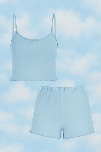 koza iç giyim Women's Cotton Rope Strap Shorts Set