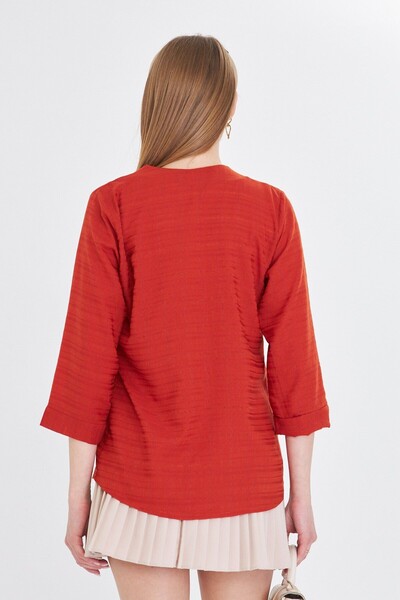 armonika Γυναικεία μπλούζα με πλακάκι V λαιμόκοψη τέταρτο μανίκι ARM-25Y 001024