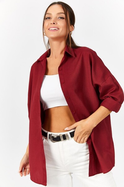 armonika Дамска дълга базова риза в бордо цвят ARM-22Y001118