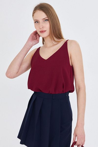 armonika Γυναικεία Μπλούζα Βουργουνδίας Λινό Look με λουράκι ARM-24Y 001064