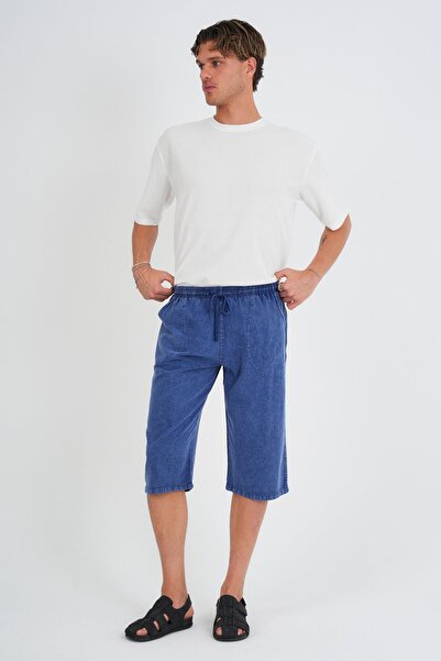 Dechers Men's Large Size 100% Cotton Linen Look Capri E203