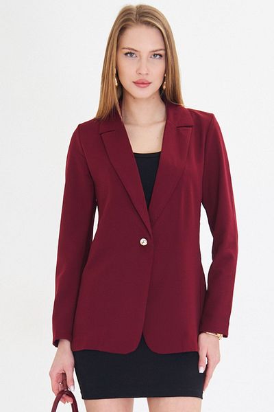 armonika Jachetă roșie Claret pentru femei cu un singur nasture ARM-20K001020