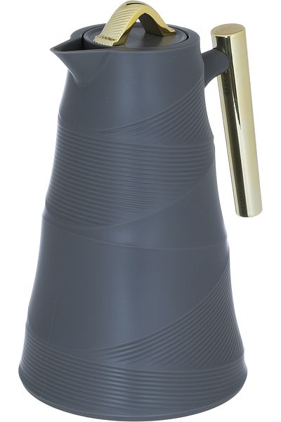 Alsaif Gallery Glory Pump Thermos Dark Gray Golden Handle 1 Liter