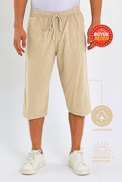 Dechers Men's Large Size 100% Cotton Linen Look Capri E203