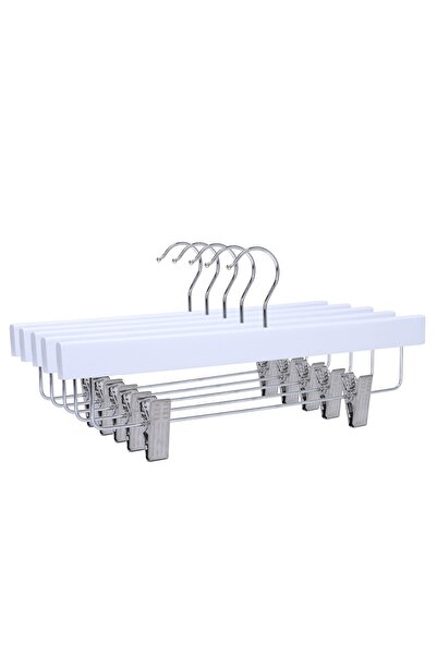 UnicUtil Set Umerase din Lemn de Artar pentru Pantaloni si Fuste cu Clipsuri, UnicUtil, 50 bucati, Alb