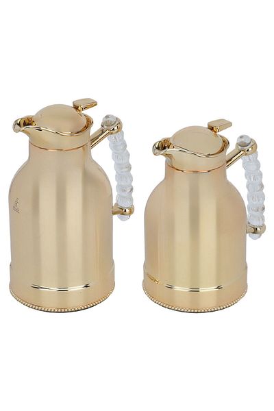 Alsaif Gallery A Unique Golden Thermos Set With A Transparent Handle Of Two Pieces