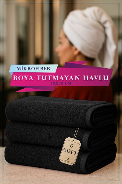 QURRY 6 Pcs 50 X 90 cm Microfiber Towel, Dye-Free Towel, Absorbs High Liquid, Beauty Center Towel