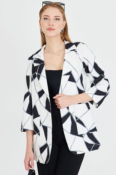 armonika Γυναικείο μπουφάν Oversize Λευκό Τσέπη ARM-25Y001057