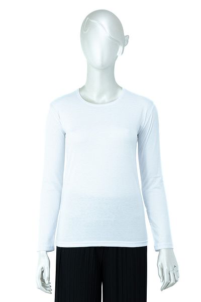 Oppland Women's Badi Cotton Fabric Solid Color Round Neck Long Sleeve Slim Fit Size Fitting Lycra