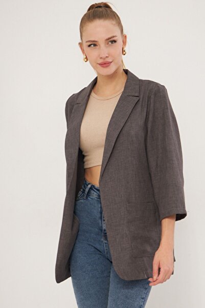 armonika Kadın Füme Cepli Oversize Ceket ARM-24Y001115