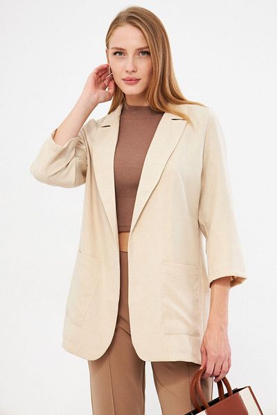 armonika Women's Ecru Oversize Jacket with Pockets Arm-24Y 001115