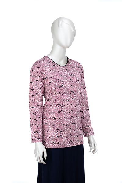 Oppland Γυναικεία μπλούζα Mother Turtled Viscose Χτενισμένο ύφασμα με μοτίβο λιλά μακρυμάνικο Full Mold Lycra