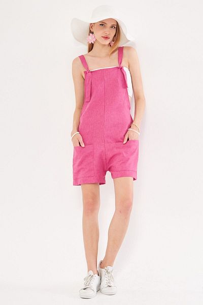 armonika Women's Mini Jumpsuit with Binding Detail and Pockets - Purple Strap ARM-24Y001077