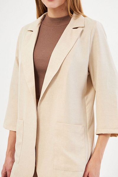 armonika Women's Ecru Oversize Jacket with Pockets Arm-24Y 001115