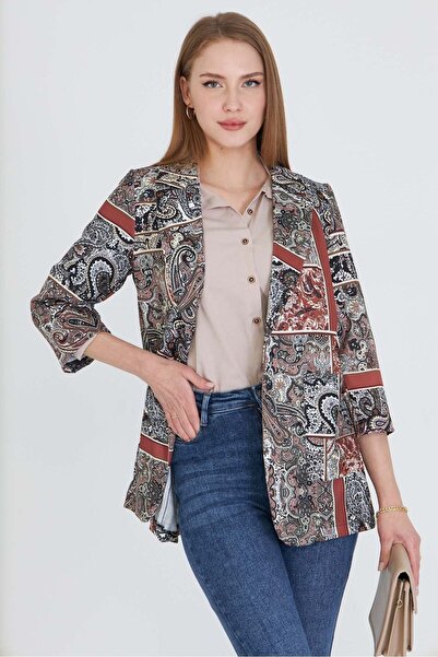 armonika Women's Brown Pocket Oversize Jacket Arm-25Y 001057