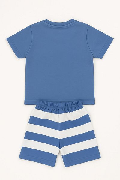 ZİMBOO Boy and Girl Bear Embroidered 2-Piece Bottom Top Set