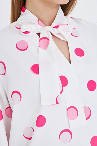 armonika Γυναικεία φούξια μπλούζα με γραβάτα με ελαστικό μανίκι ARM-25K 001096