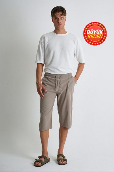 Dechers Ανδρικό Plus Size 100% βαμβακερό λινό Capri E203