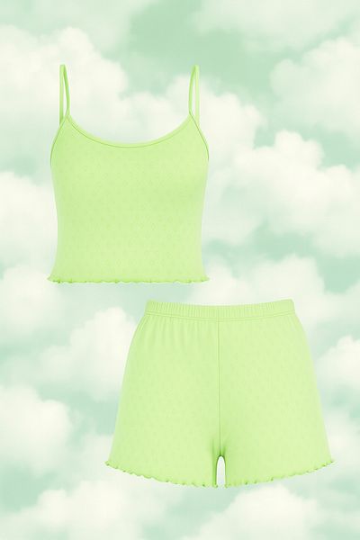 koza iç giyim Women's Cotton Rope Strap Shorts Set