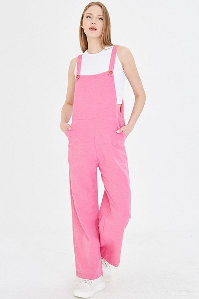 armonika Women's Fuchsia Pocket Wide Leg Gardener Overalls Arm-25Y 001043