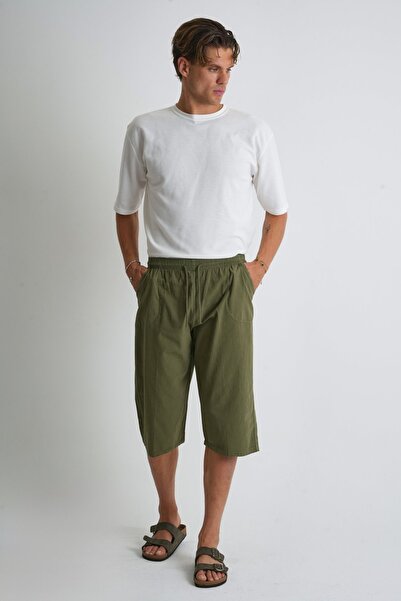 Dechers Men's Large Size 100% Cotton Linen Look Capri E203