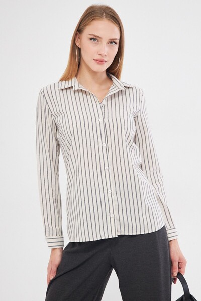 armonika Women's Smoke Patterned Long Sleeve Shirt Arm-25K 001040