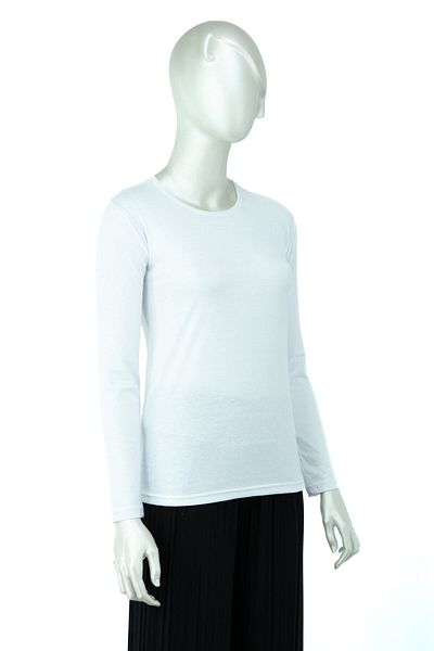 Oppland Women's Badi Cotton Fabric Solid Color Round Neck Long Sleeve Slim Fit Size Fitting Lycra