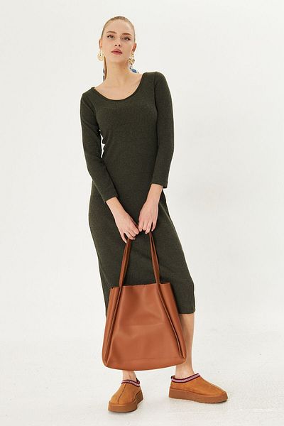 armonika Women's Khaki Long Camisole Dress ARM-24K001028