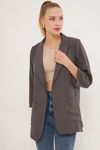 armonika Kadın Füme Cepli Oversize Ceket ARM-24Y001115