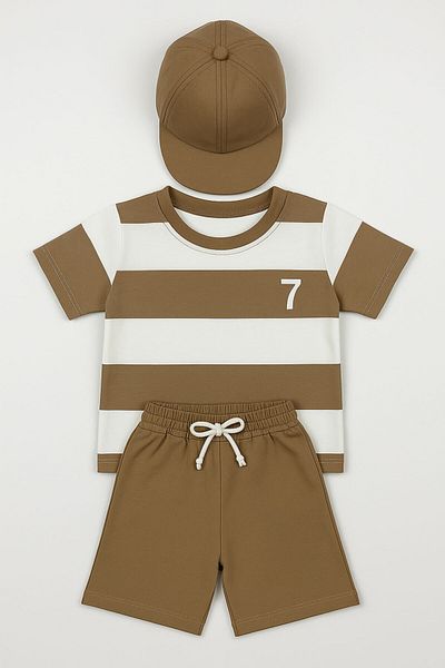 ZİMBOO Boy's Hat and Striped 3-Piece Set