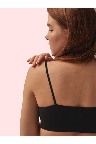 MİSTİRİK Pisun Thin Thread Strap Padded Anti-Sagging Bustier Corset Black Color