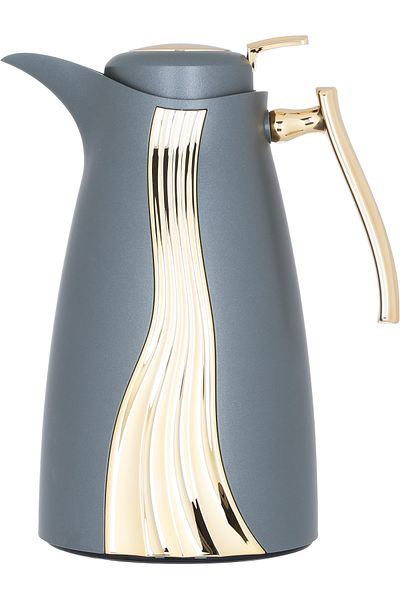 Alsaif Gallery Karma Thermos Set, Dark Gray And Gold, 1 Liter, Two Pieces