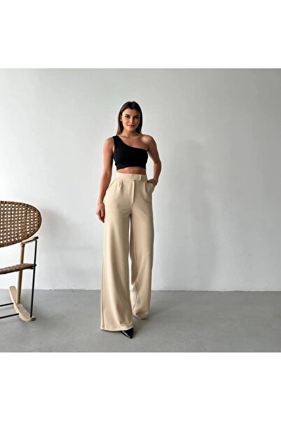 LUMİART жіночі штани палаццо з застібкою на талії