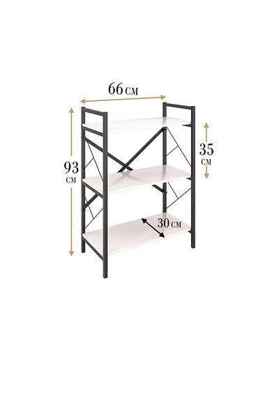 Luxury Home Coffee Corner Table, Side Table, Bookcase Consisting Of 3 Wooden Shelves For Multi-Use S