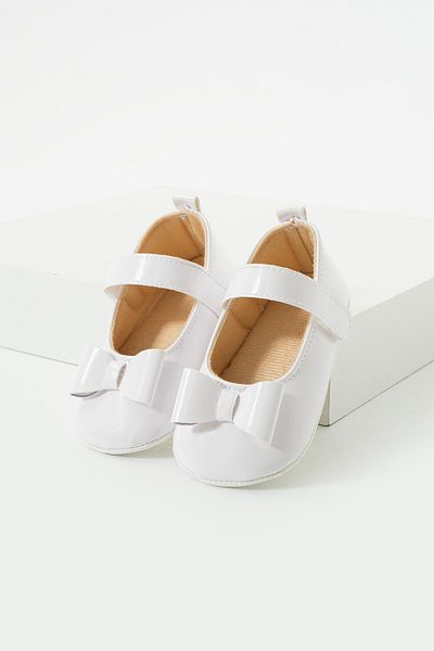 yummy kids First Step Velcro Bow Detailed Non-Slip Sole Patent Leather Girls Ballerina Shoes Booties