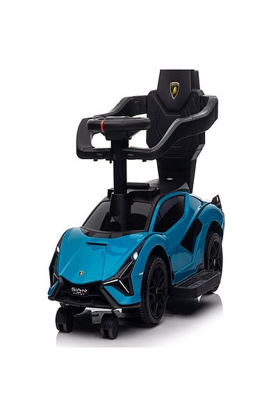 Factual Toys Lamborghini Ride on Push Car Walking Toy Stroller with USB Port-Blue