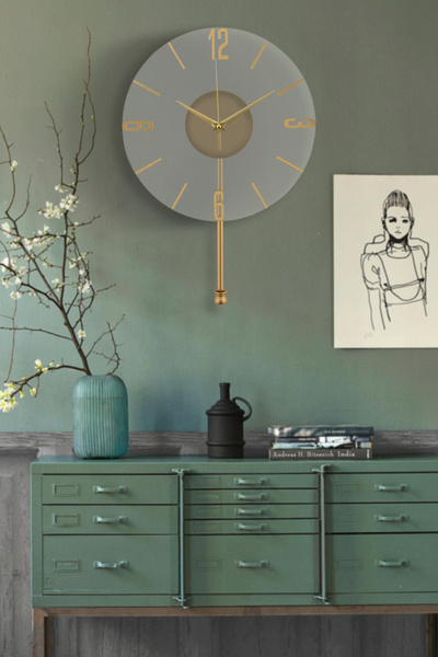 Genel Markalar Şeffaf Cam Tokmaklı Dekoratif Duvar Saati, 30 cm, Şık ve Modern Tasarım