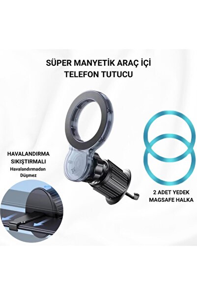 Polham Pro Süper Manyetik Araç Içi Telefon Tutucu, Havalandırma Sıkıştırmalı ...