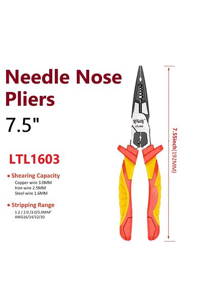 Choice needle LTL1603 LiTuiLi VDE Pliers 8 Inch Isolated Wire Stripper Cr-V Wire Cutter Professional Electr
