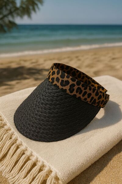 Axesoire 14401 Καπέλο με μαύρο ψάθινο γείσο Leopard Stripe