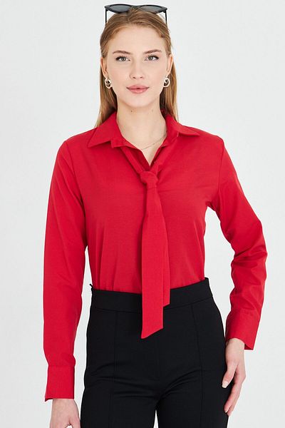 armonika Women's Red Tie Detailed Shirt Arm-25Y 001030