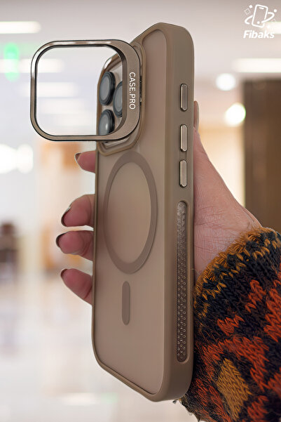 Fibaks Apple iPhone 16 Pro Max Uyumlu Kılıf Standlı Mat Magsafe Metal Tuşlu K...