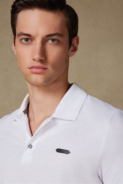 Abbate Cotton Relaxed Fit Comfort Fit White Short Sleeve Plain Basic Polo Neck Casual Sports T-Shirt T-Shirt