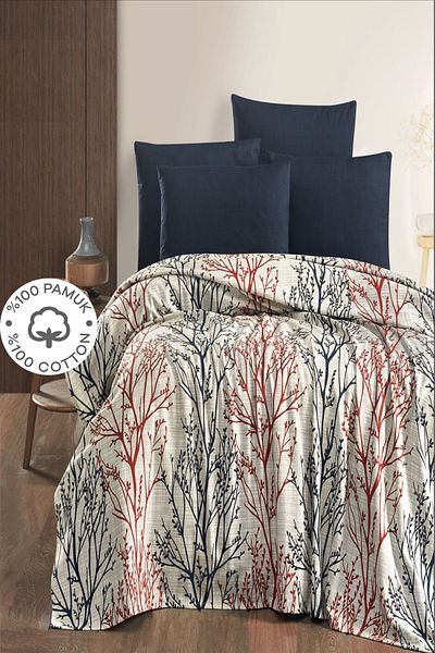 SUVAY 100% Cotton Double Bedspread Printed Pique - Layla