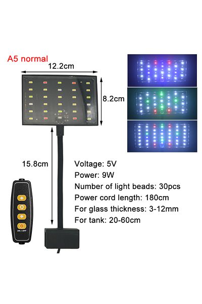 Choice مصباح LED لحوض السمك بمنفذ USB عادي A5، مصباح نمو كامل الطيف للنباتات المائية، حوض السمك، سطوع قابل للتعديل