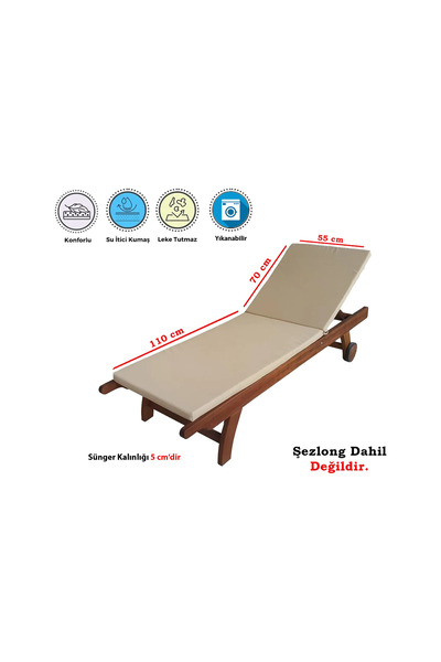 ALDA Spor Tekstil Yıkanabilir Akrilik Kumaş Şezlong Minderi 55x180x5 Cm