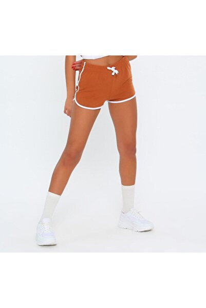 USLULAR Γυναικείο χτενισμένο βαμβακερό σορτς με ρίγες